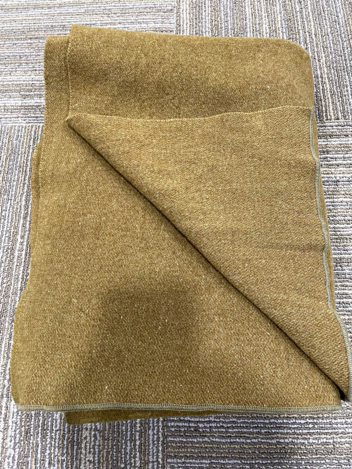Vintage Military Surplus Wool Blanket Olive Drab/Tan Militaria Theme