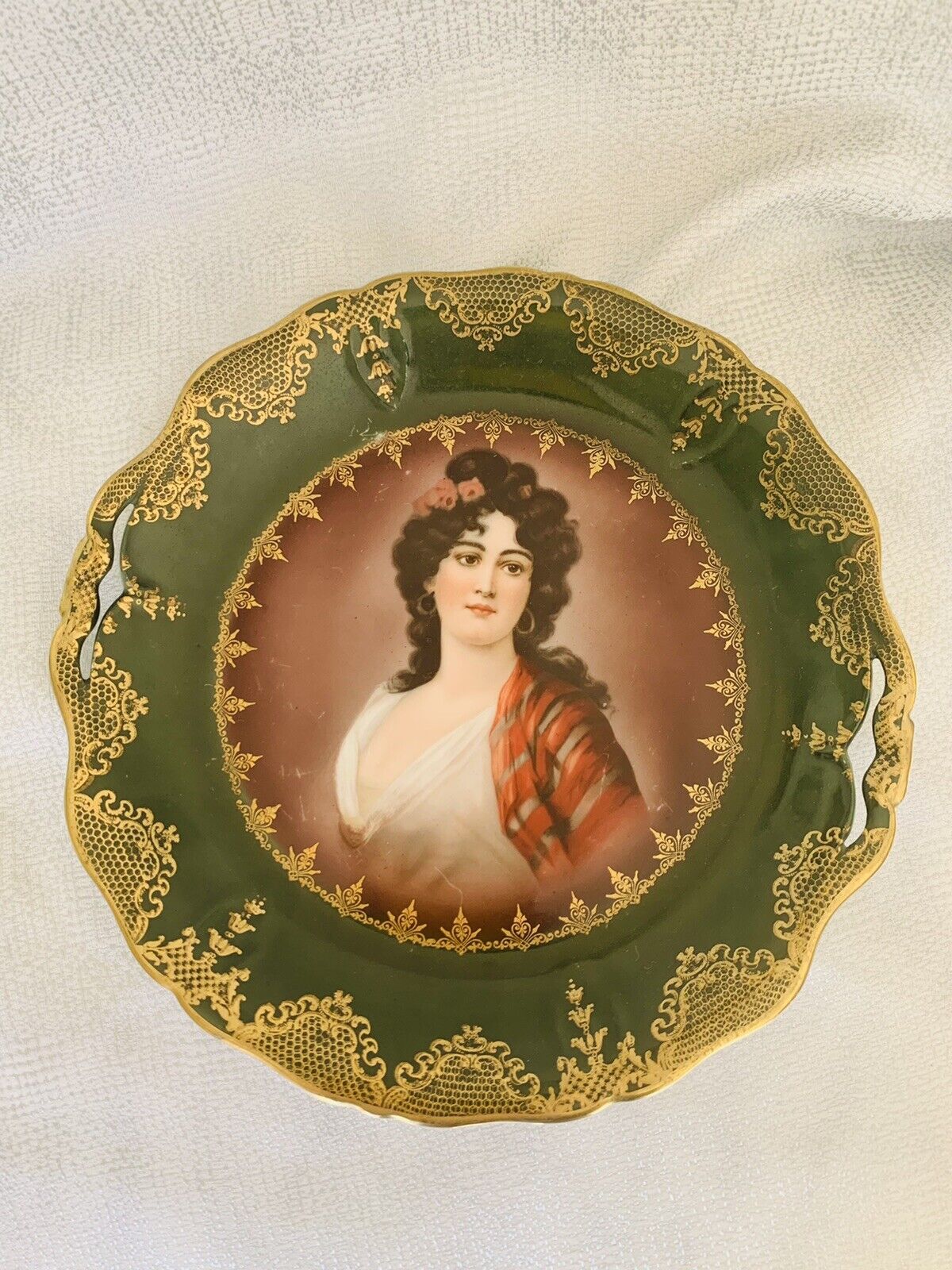 Antique Prussian Lady Portrait Plate