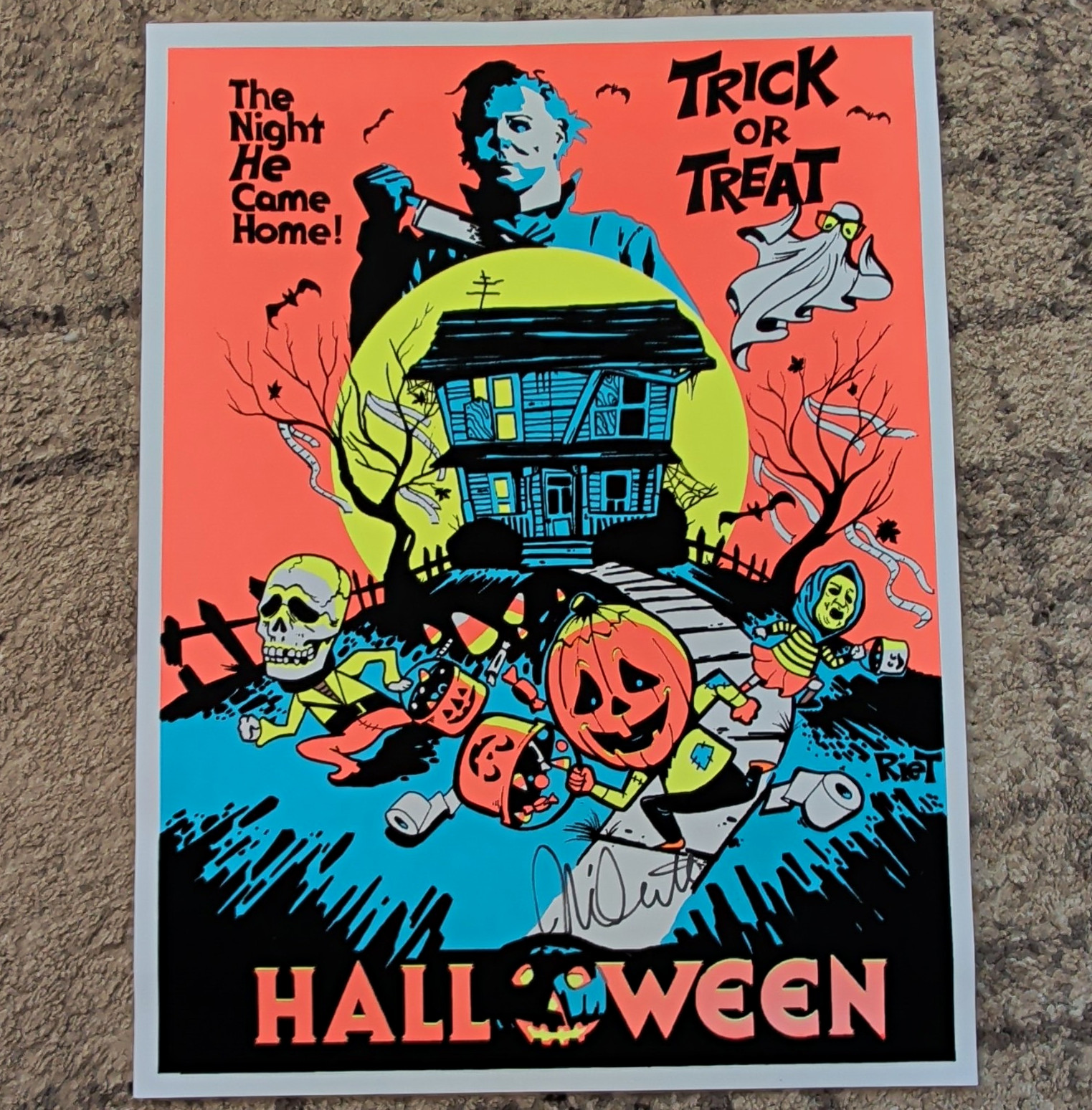 Nick Castle Signed Halloween Illustration Art Print Unframed 18x24 Portrait