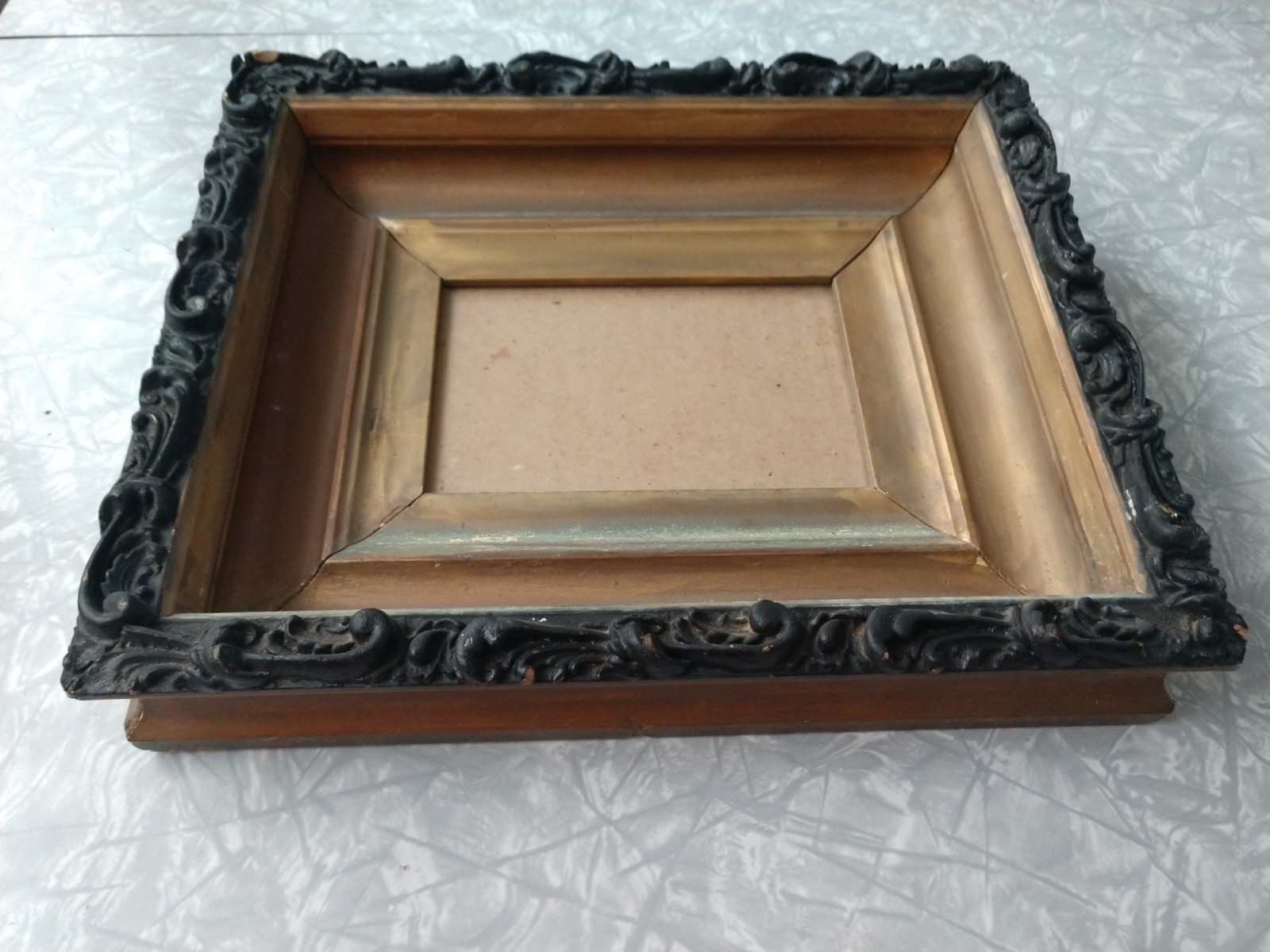 Victorian Antique Wood Deep Well Gesso Photo Picture Frame Carved Old