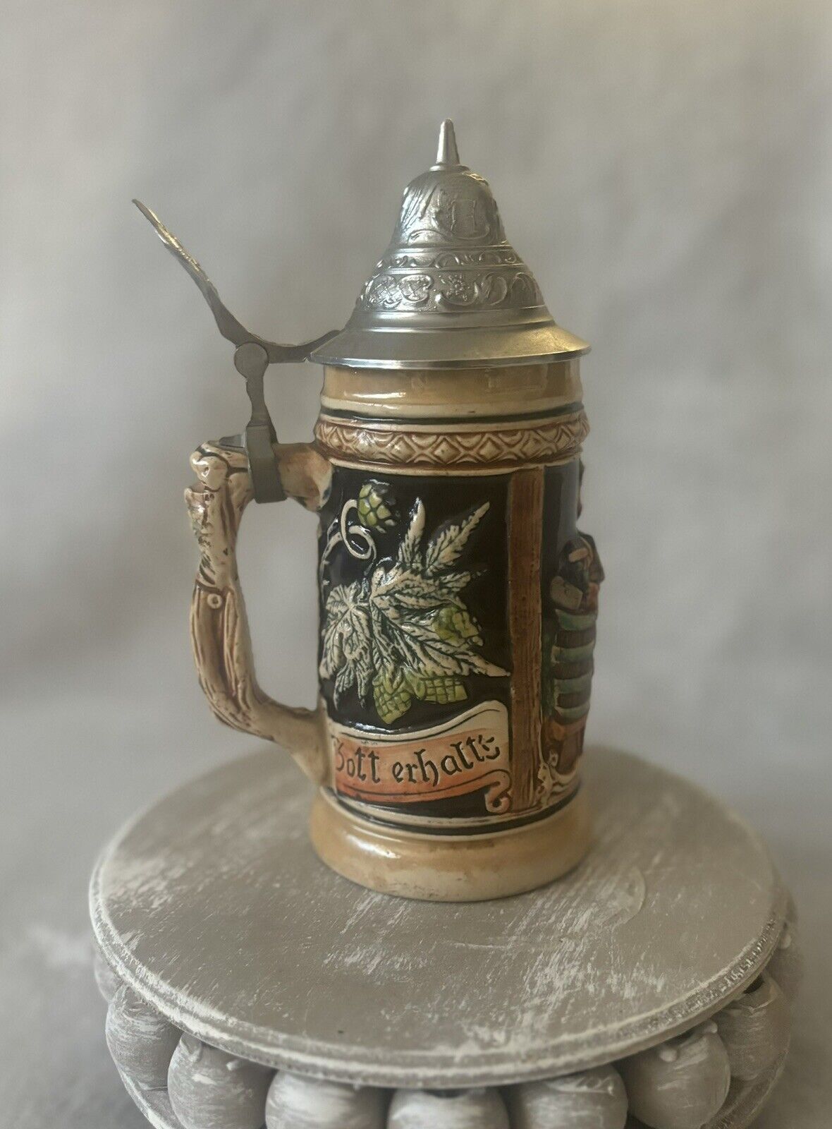 Vintage DBGM Pewter Lidded Beer Stein - Germany  - Great Condition
