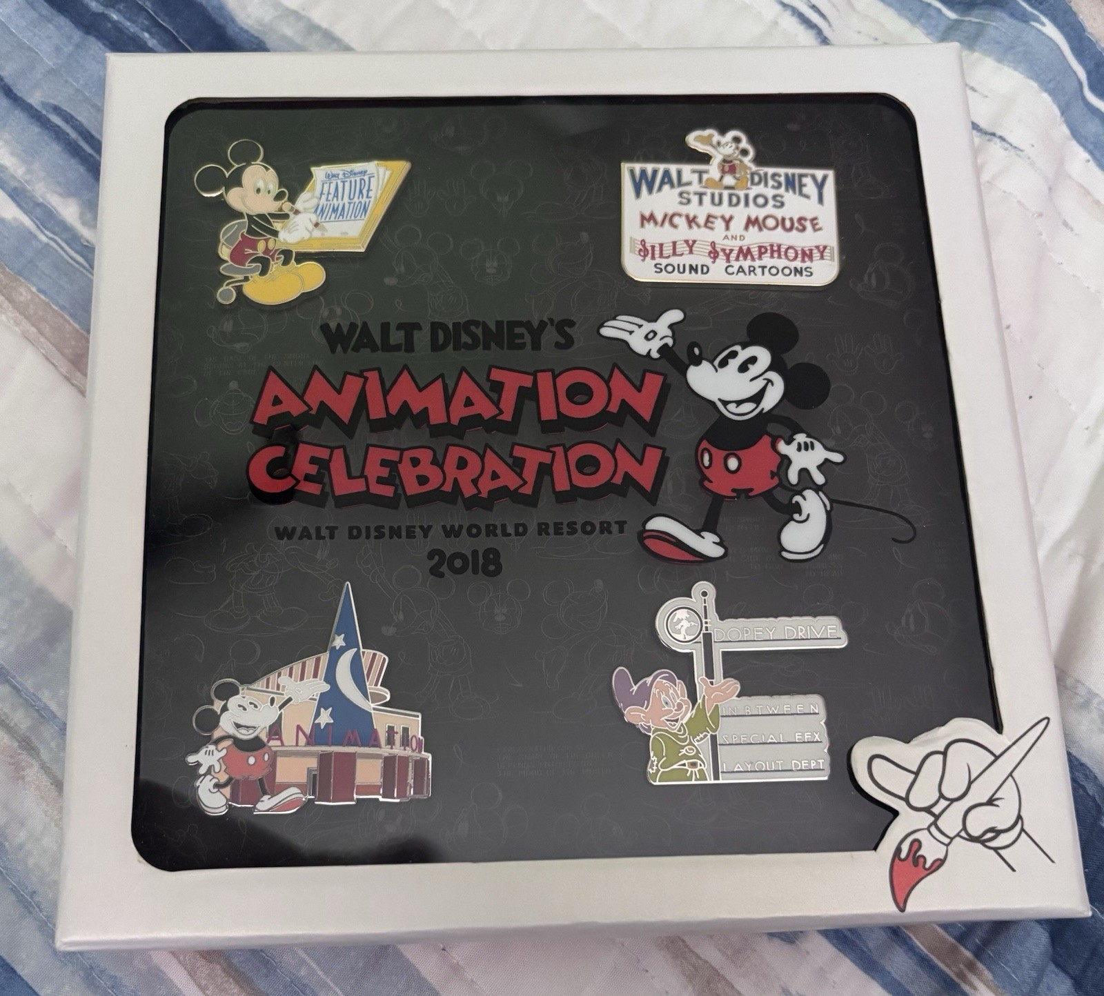 Disney WDW Animation Celebration 2018 4 Pin Box Set LE 300 Mickey Dopey Pristine Disney WDW Animation Celebration 2018 4 Pin Box Set LE 300 Mickey Dopey Pristine