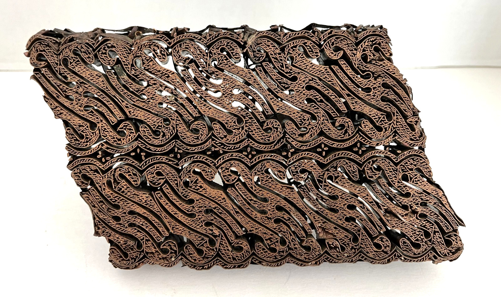 Vtg Copper Tjap Batik Cap Chop Stamp Fabric Print Block Artisan Double Abstract