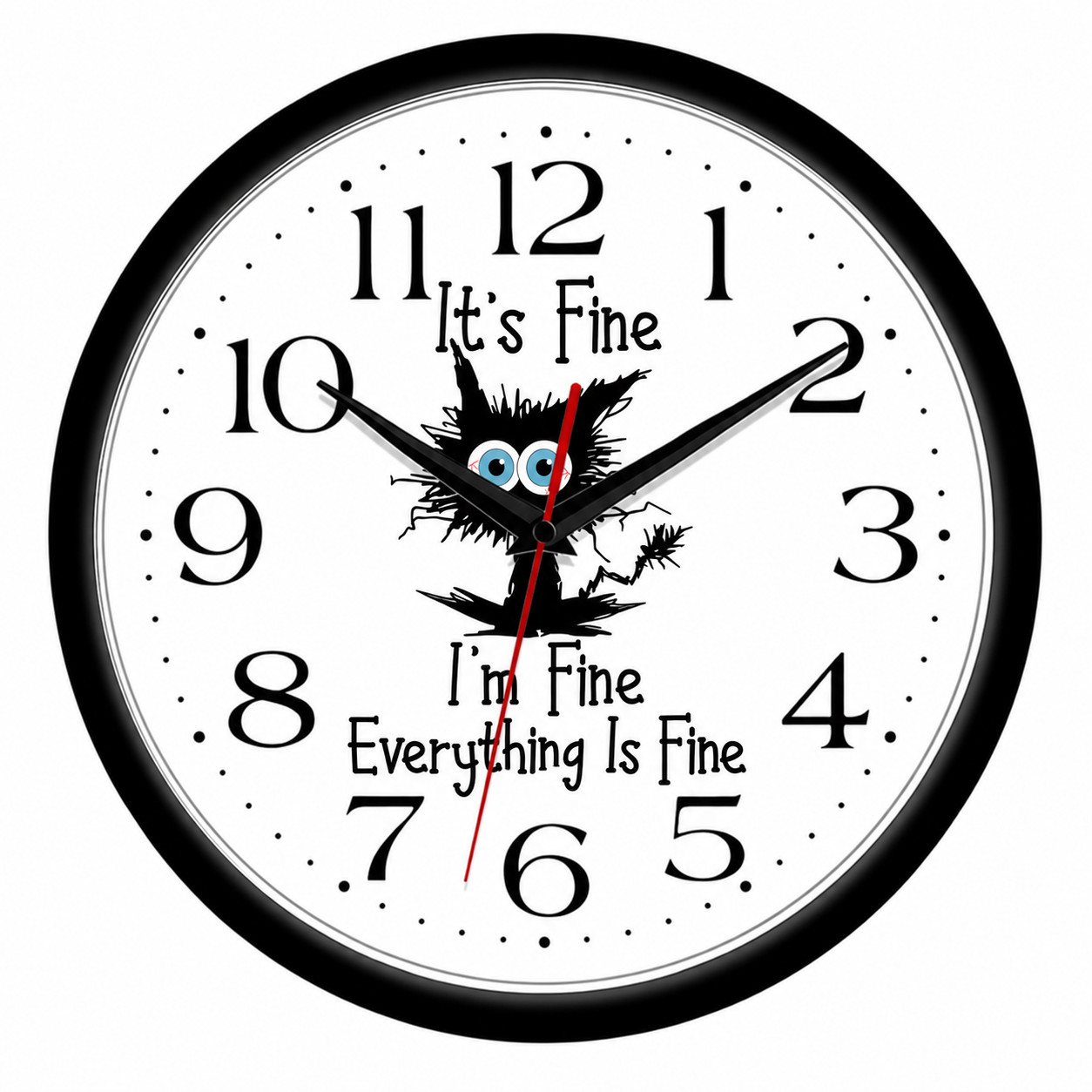 It’s Fine I’m Fine Everything Is Fine 10 Inch Wall Clock Funny Cat Decor
