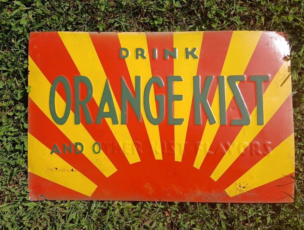 Vintage 1950s Orange Kist Soda Pop Cooler Steel Tin Sign 20x13- Rougher TLC