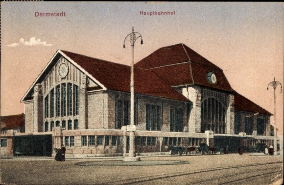 Postcard Darmstadt in Hesse, main station - 5042889