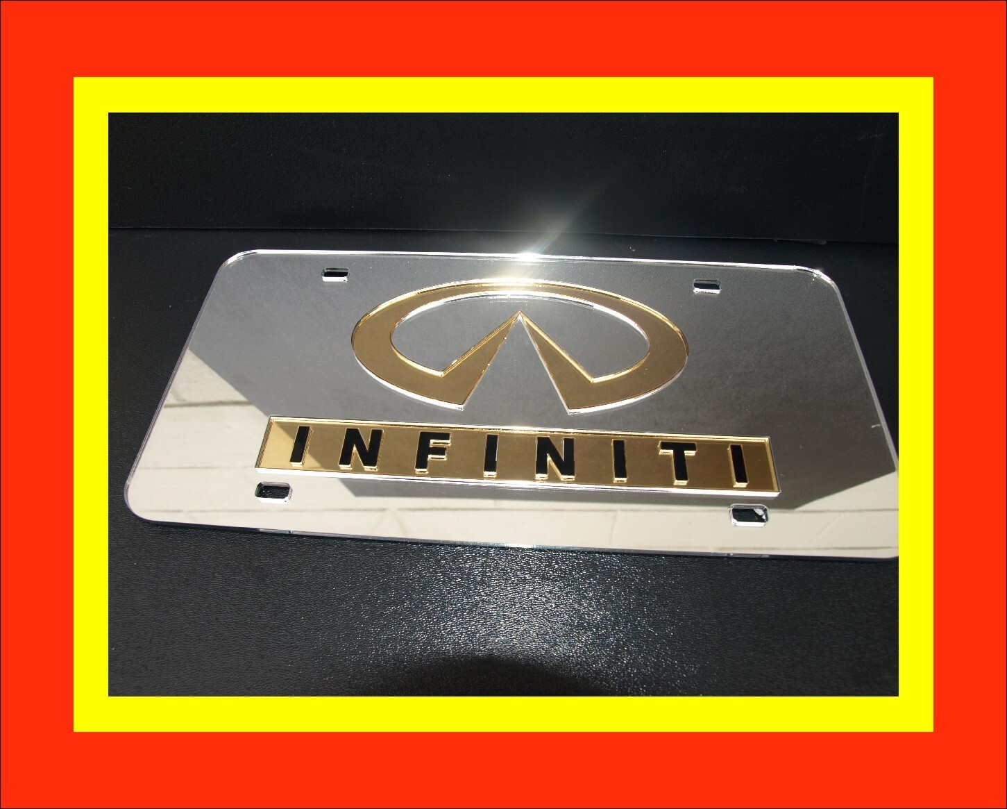 INFINITY Custom Laser Cutout Acrylic CAR License plate Chrome Silver Mirror 2