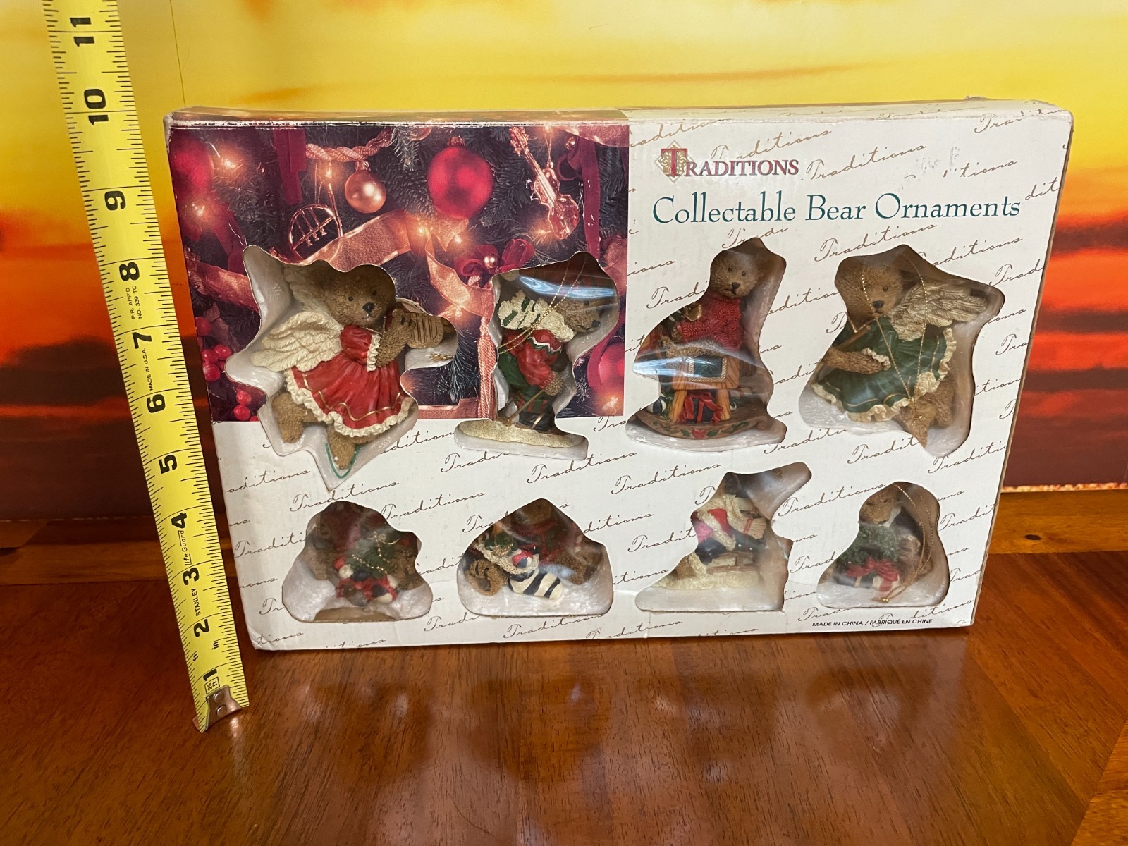 Vintage Christmas Traditions Collectible Bear Ornaments Set Of 8 Brand NEW