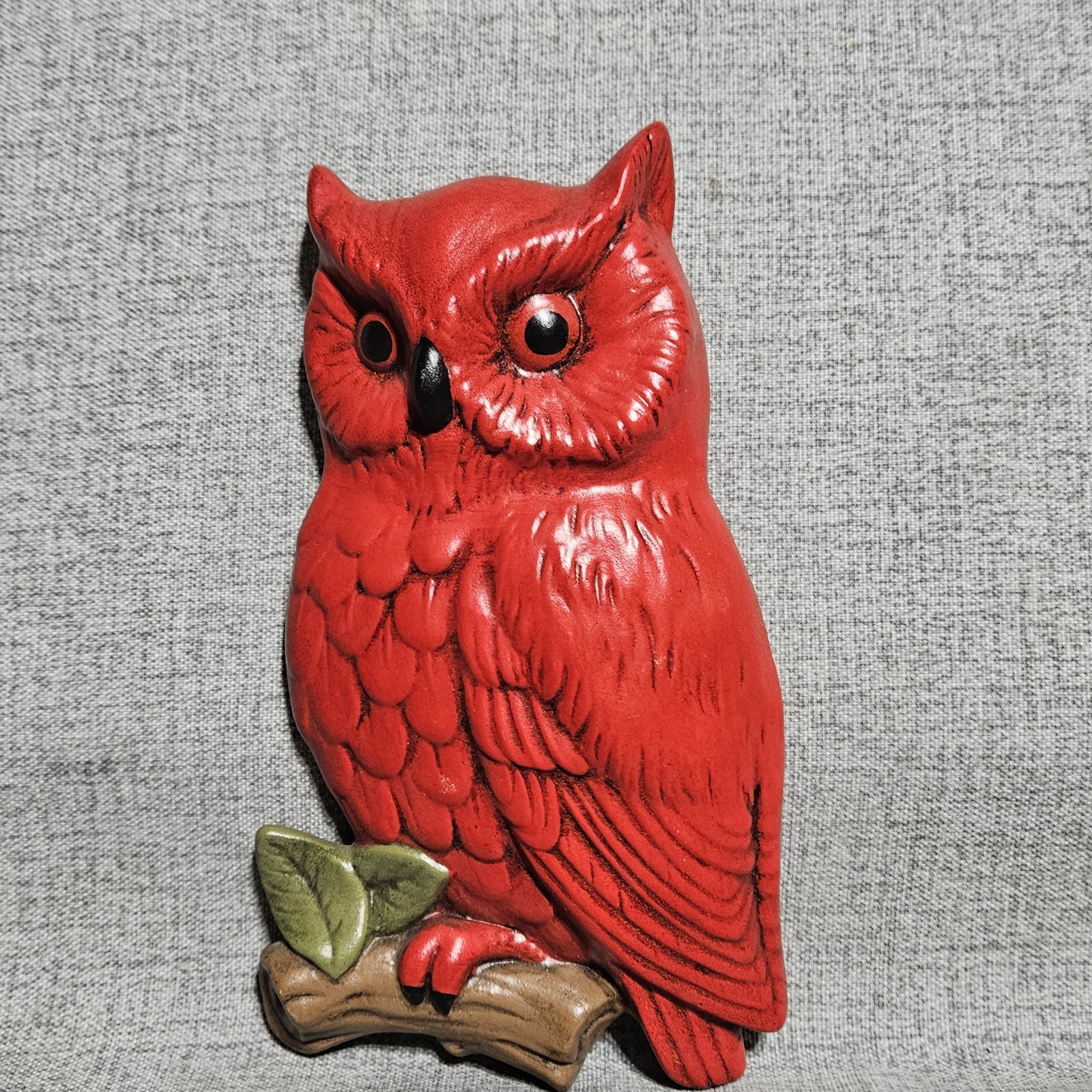 1970s Vtge Red Owl Wall Hanging Plaque Ceramic MCM  Kitchen Decor Signed Kitchy