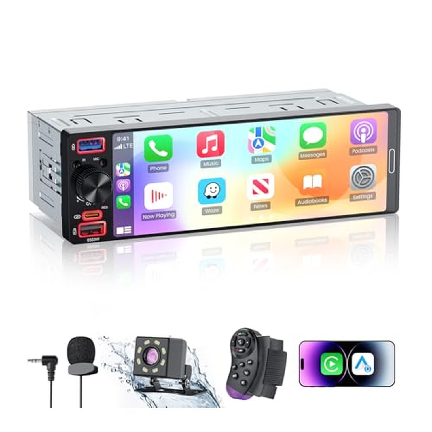 Single Din Radio Car Stereo with Apple CarPlay & Android Auto 6.5 Inch Single Din Radio Car Stereo with Apple CarPlay & Android Auto 6.5 Inch