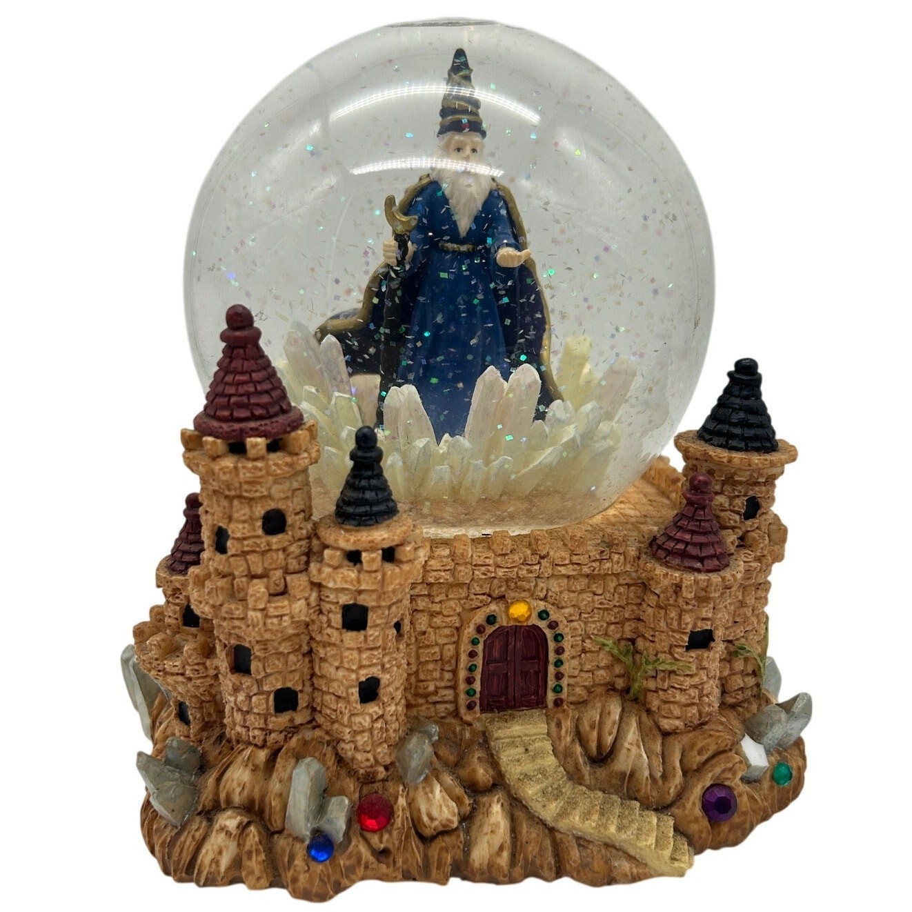 SF Music Box Vintage Camelot Castle Musical Snow Globe Merlin Wizard Collectible