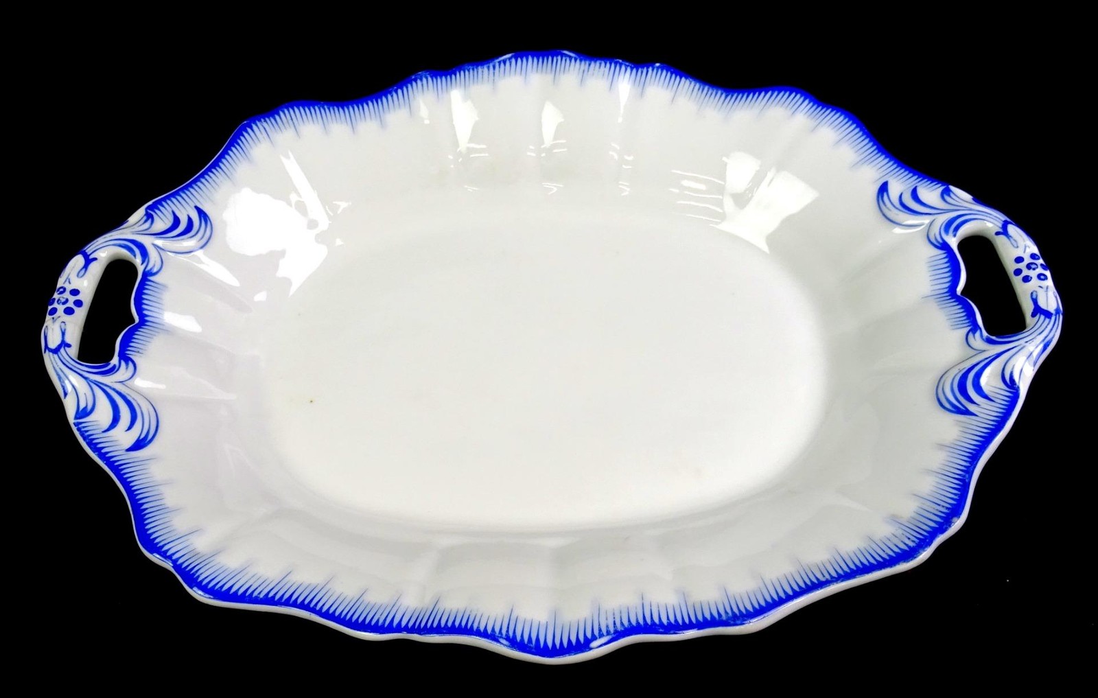 Staffordshire Antique Porcelain Pearlwear Blue Trim 14 3/4\