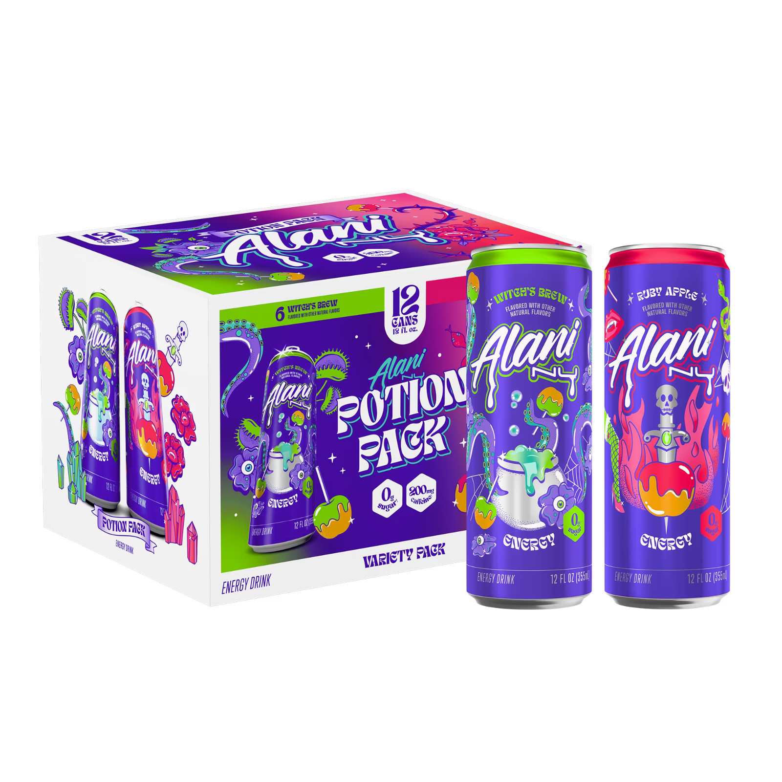 Alani Nu Potion Pack - Witch's Brew & Ruby Apple - 4 Pack 12oz Cans