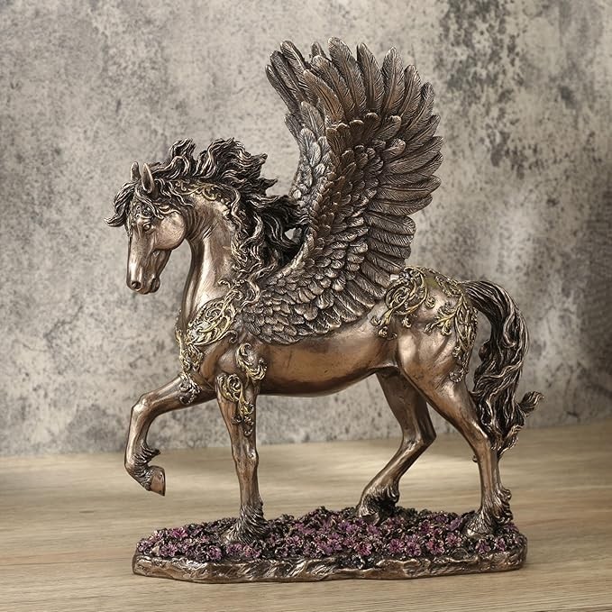 Cold Cast Bronze Divine Pegasus Winged Horse Figurine Home Decorative Collection