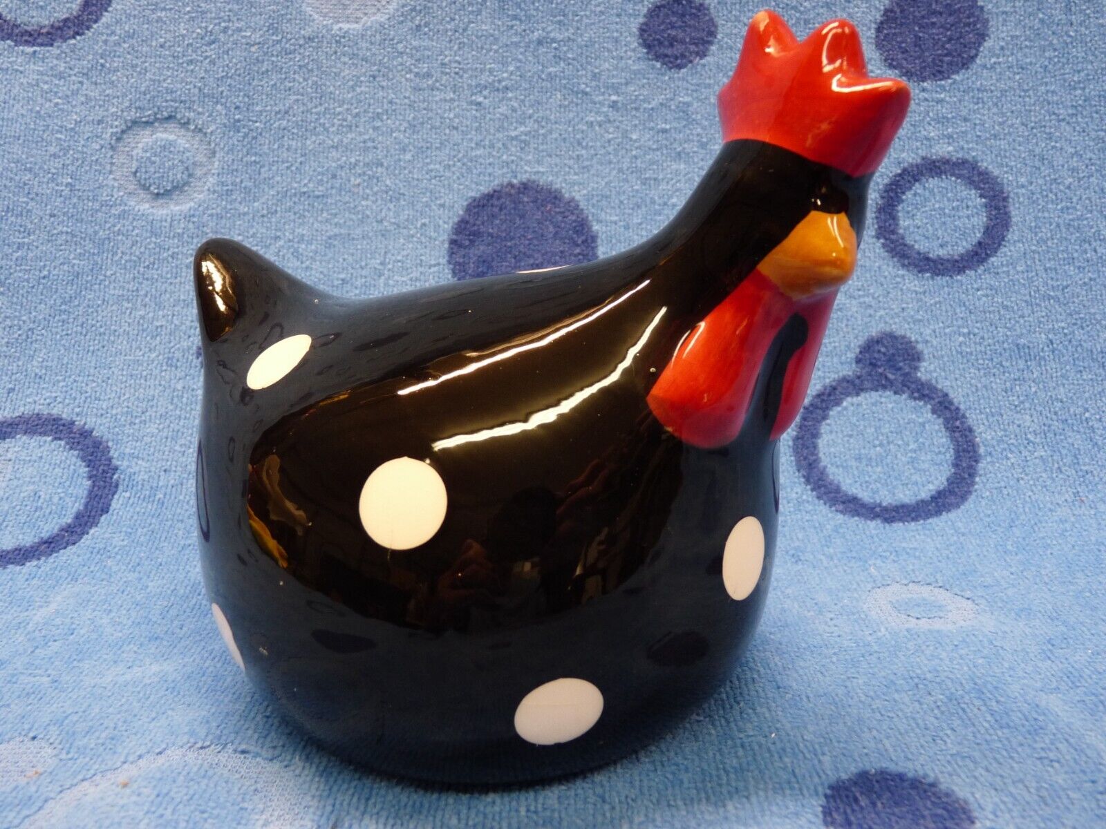 La Dolce Vita Hen House Collection Ceramic Rooster Black with Dots MINT