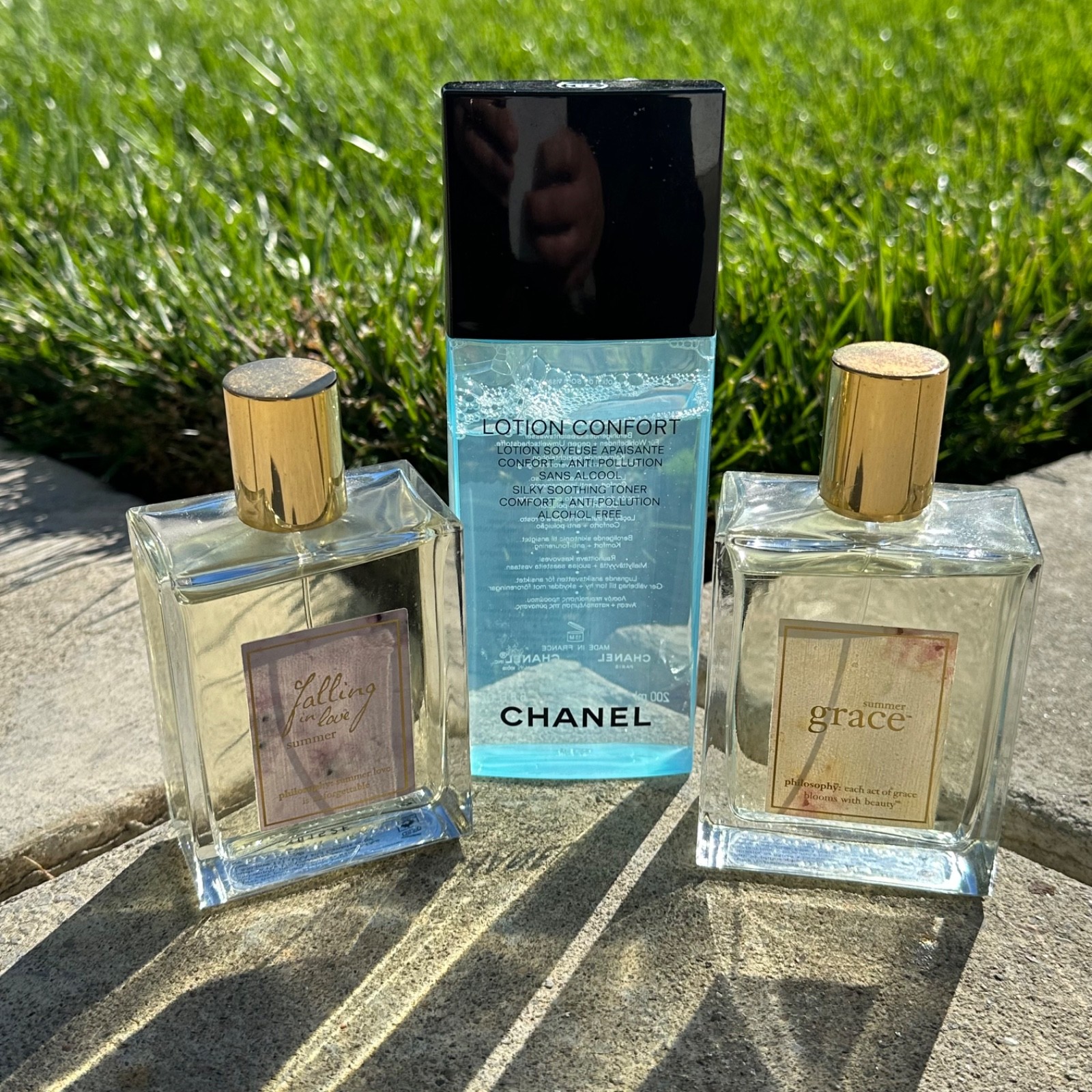 Chanel Lotion Confort Toner & Philosophy Summer Grace Falling in Love Perfume