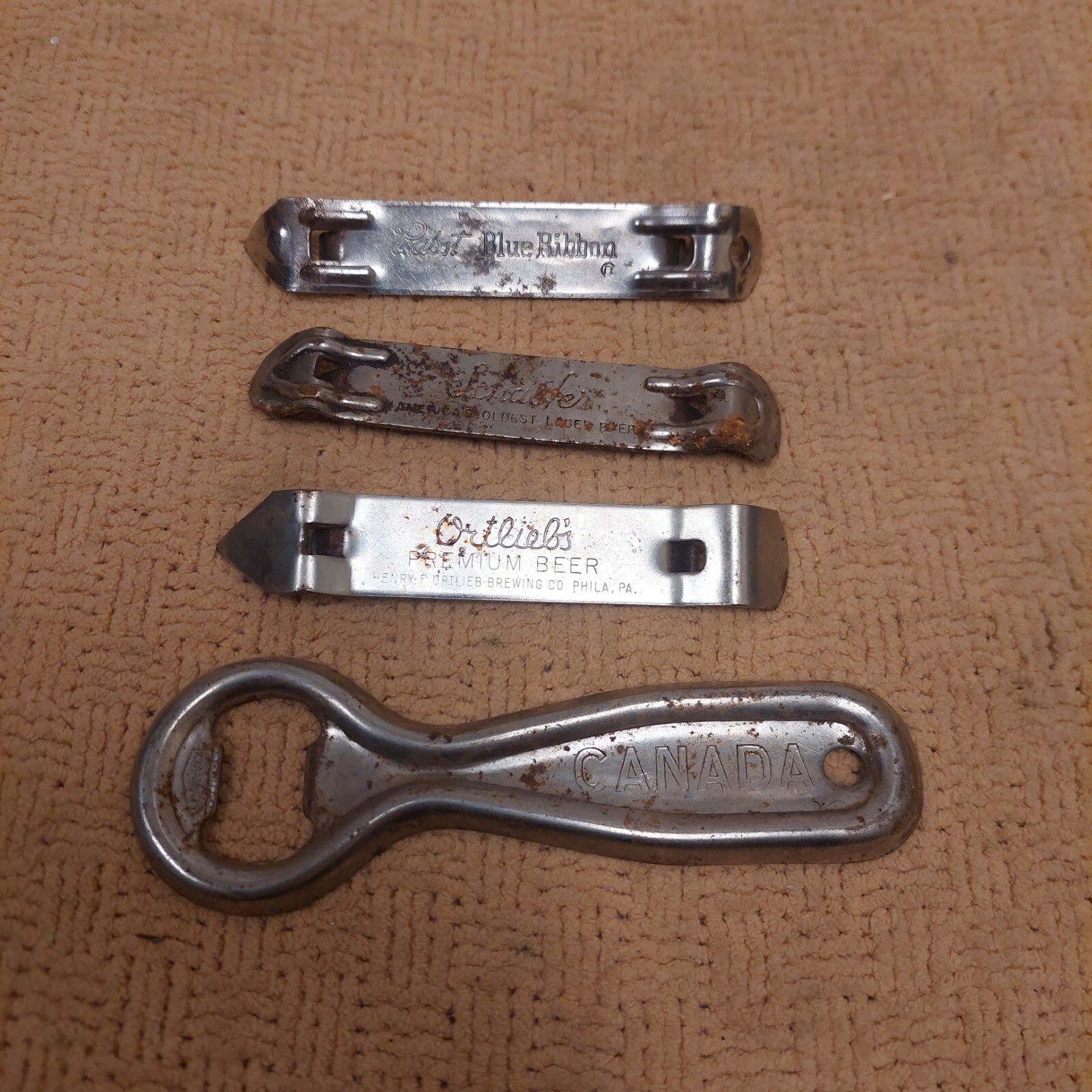 Lot of 4 Vintage Metal Advertising Beer Bottle Openers