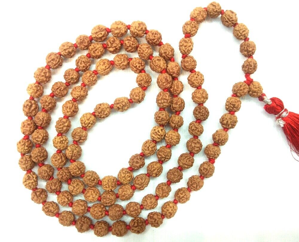 Rare 4 Mukhi Rudraksha Mala / Four Face Chikna Beads Rudraksha Mala - 108+1