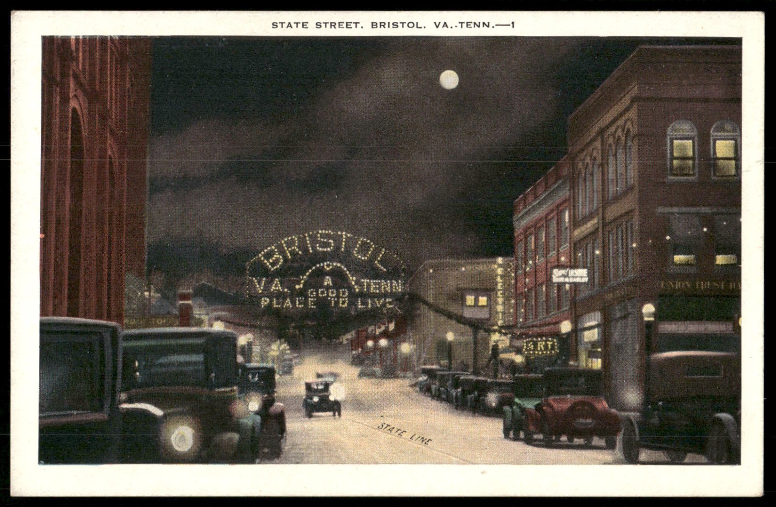 Vintage Postcard State Street Bristol Virginia Tennessee 