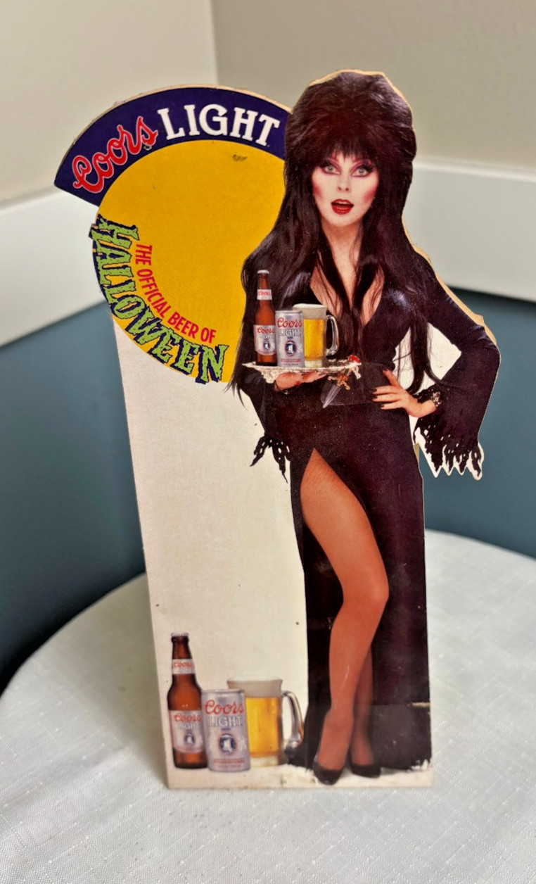 Vintage 1991 Coors Light Elvira Halloween Cut Out Tabletop Tent Stand 8.5x4x2.5