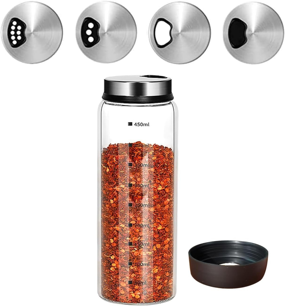 15 Oz Large Salt Pepper Shakers with Adjustable Outlet Holes Clear Glass Shaker