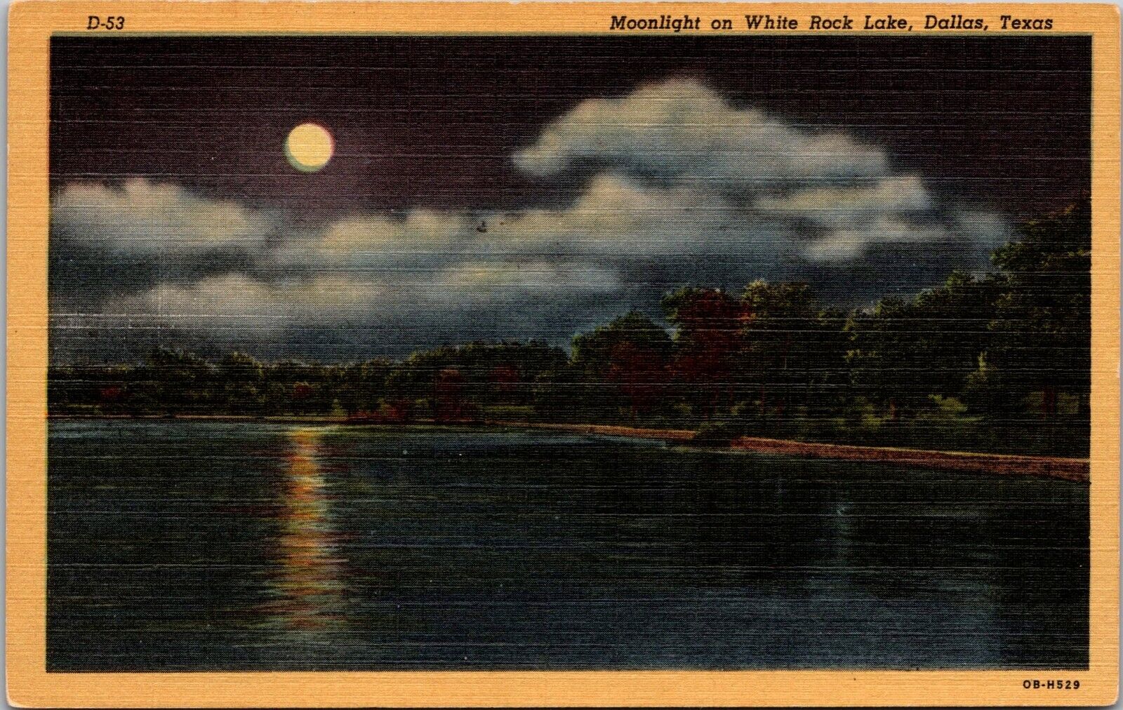 Postcard Moonlight on White Rock Lake Dallas Texas Tx [bg]