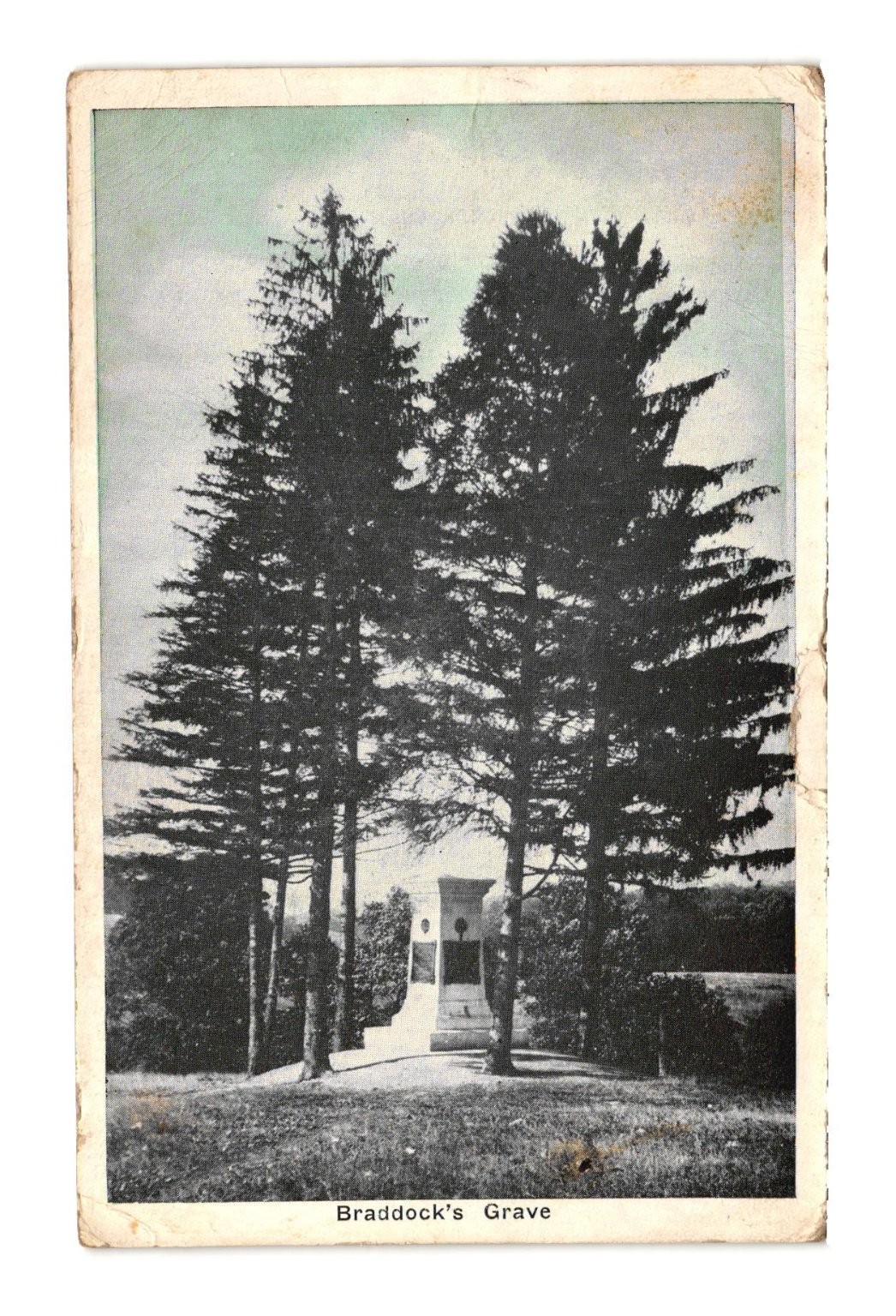 Braddock's Grave Historical Landmark Old Trails Series Postcard Braddock's Grave Historical Landmark Old Trails Series Postcard