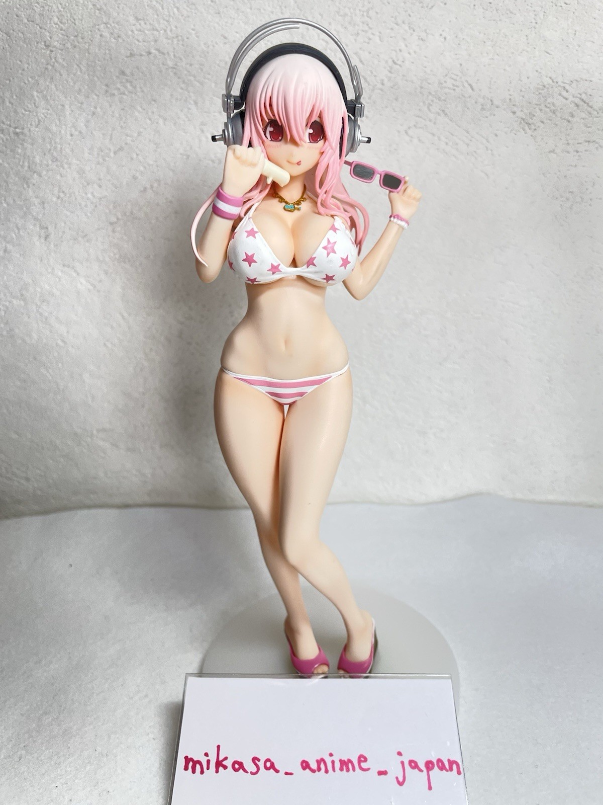 Taito Super Sonico Summer Beach Figure Strawberry Macaron 2014 Damaged Loose