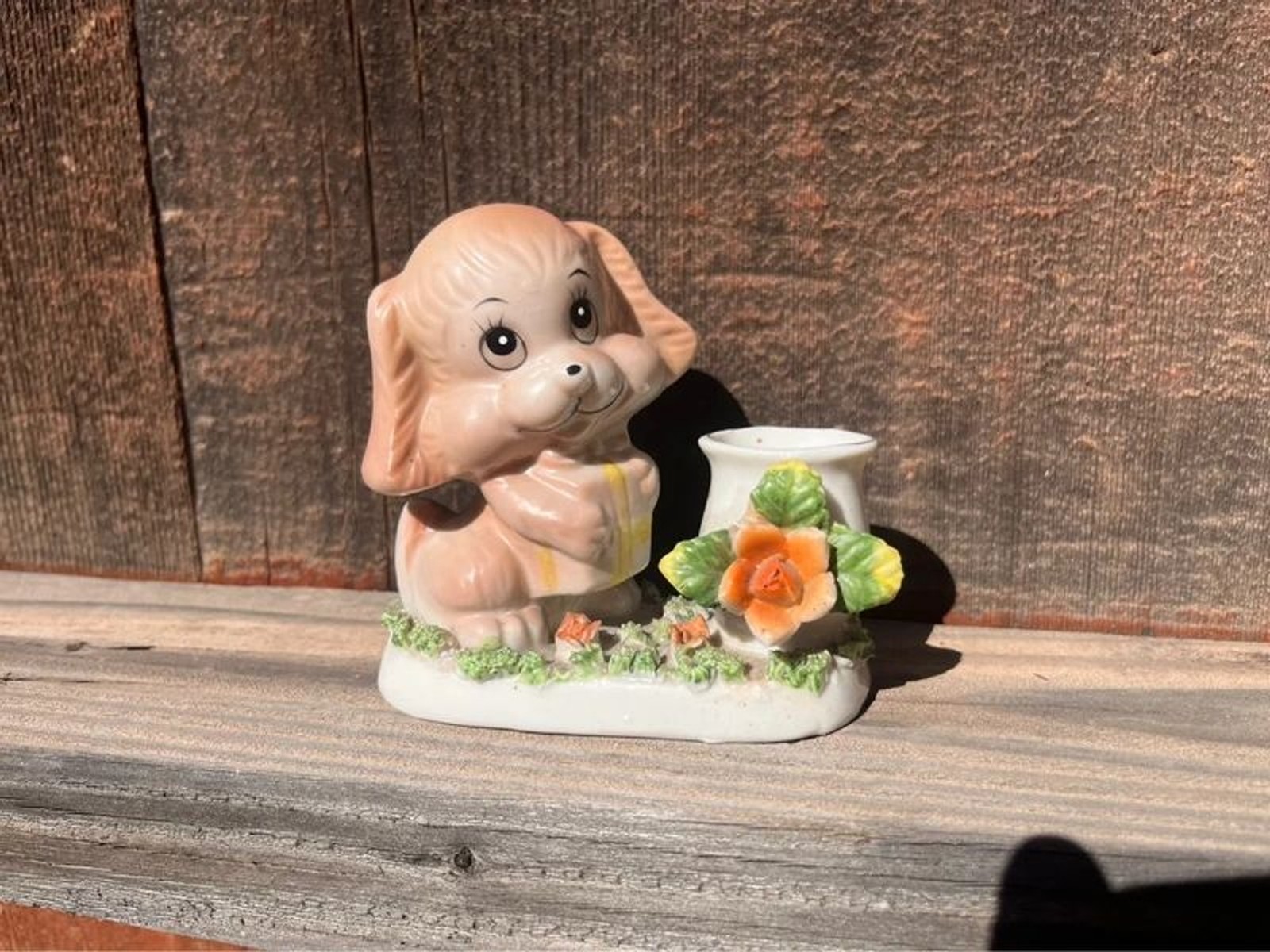 Vintage Ceramic Puppy Dog Planter - Tan Pup, Flower Pot Vintage Ceramic Puppy Dog Planter - Tan Pup, Flower Pot