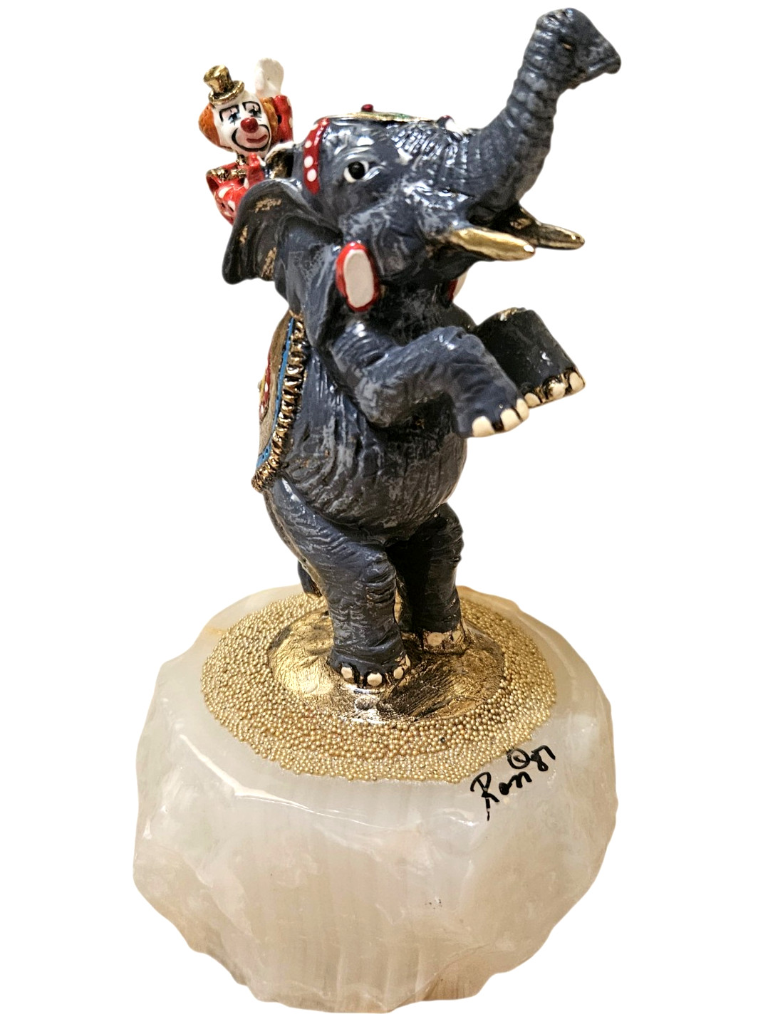 Vtg Ron Lee 1987  Circus Elephant 24k Accents Alabaster Base 5