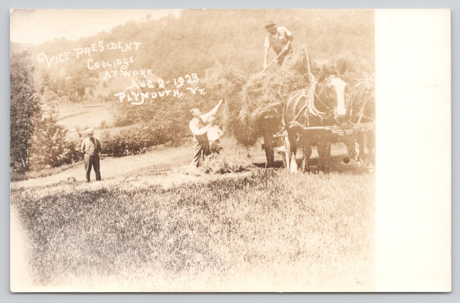 RPPC Vice President Coolidge Haying Plymouth Day Coolidge Died - Aug 2 1923
