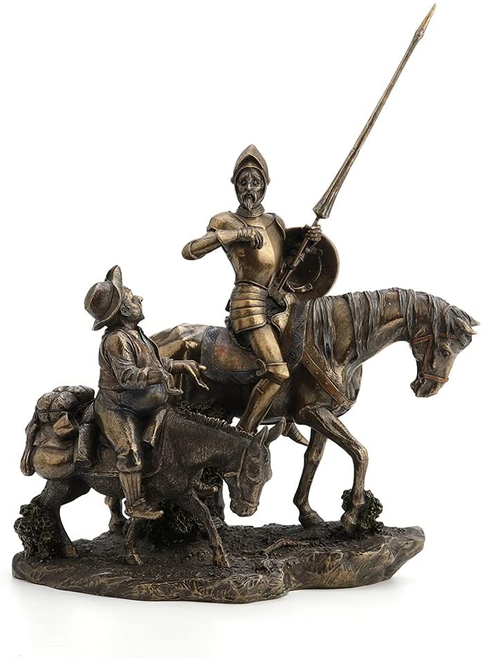 Don Quixote Sancho Panza Sculpture Figure Spanish Statue Antique Bronze Finish Don Quixote Sancho Panza Sculpture Figure Spanish Statue Antique Bronze Finish