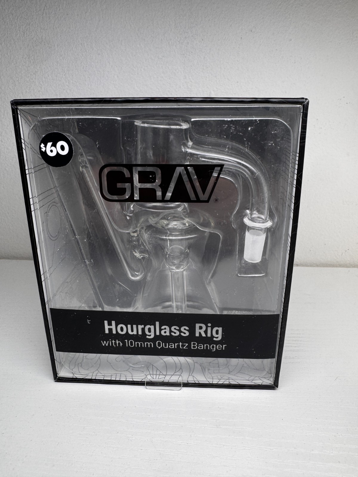 GRAV Labs Hourglass Rig Glass Water Pipe 10mm Quartz Banger Clear NEW Box GRAV Labs Hourglass Rig Glass Water Pipe 10mm Quartz Banger Clear NEW Box
