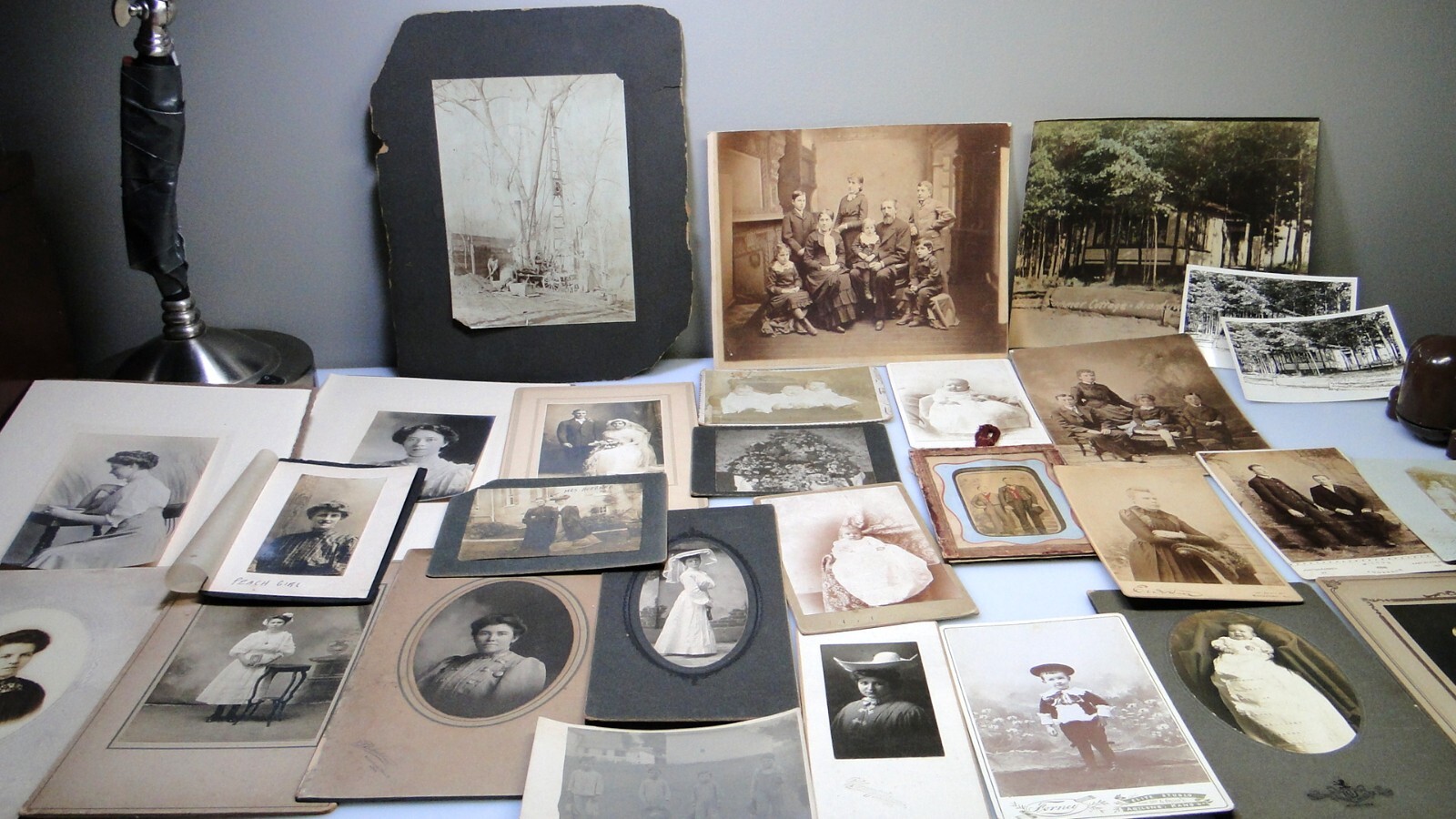 Antique Victorian Photos Women Kids Farming Equip Tinted Males Cabin Lot