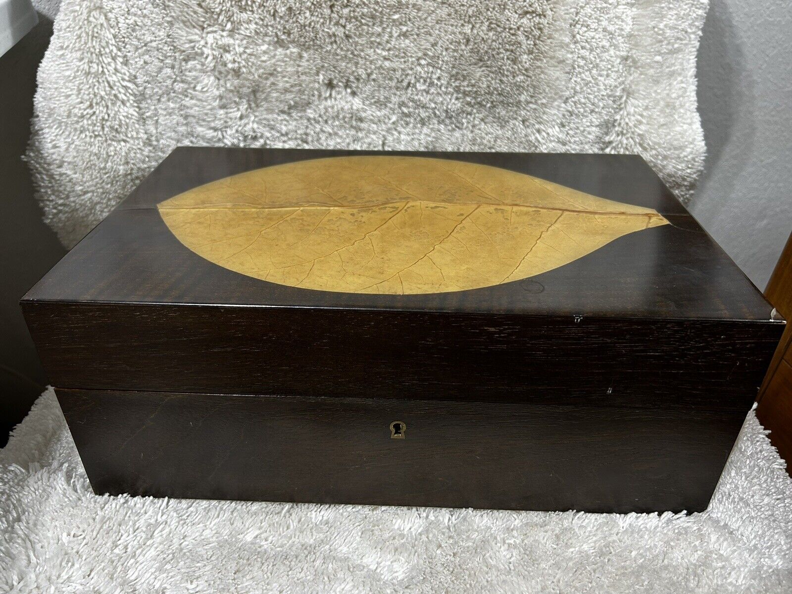 Vintage Zino Davidoff Cigar Humidor Lacquered Wood Box w/Lock & Key, Handles