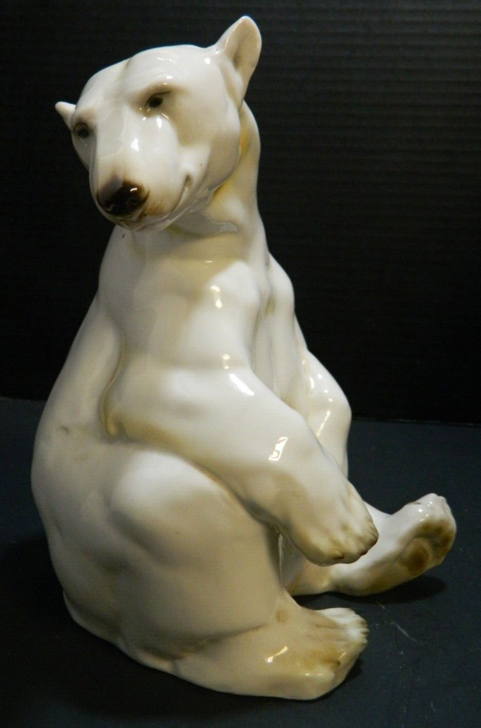 Painted Nymphenburg Porcelain Sitting Polar Bear Figure 8.25\