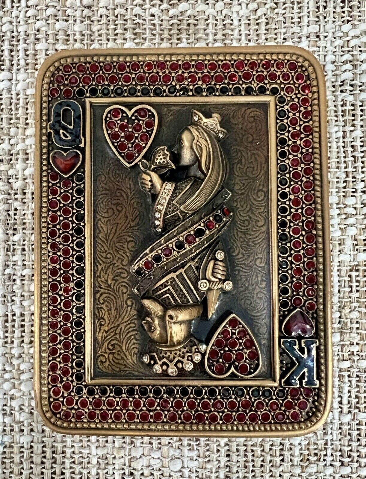Edgar Berebi RARE Queen Of Hearts Card Box Limited Ed. 24K Gold Plate Swarovski