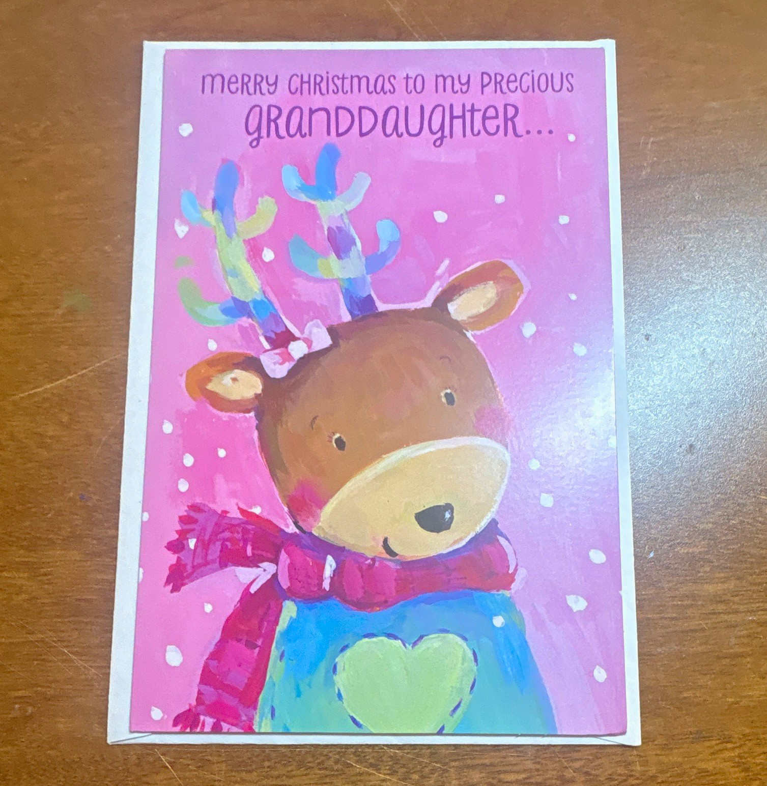 Christmas Greeting Card for Granddaughter Merry Christmas Reindeer -New 