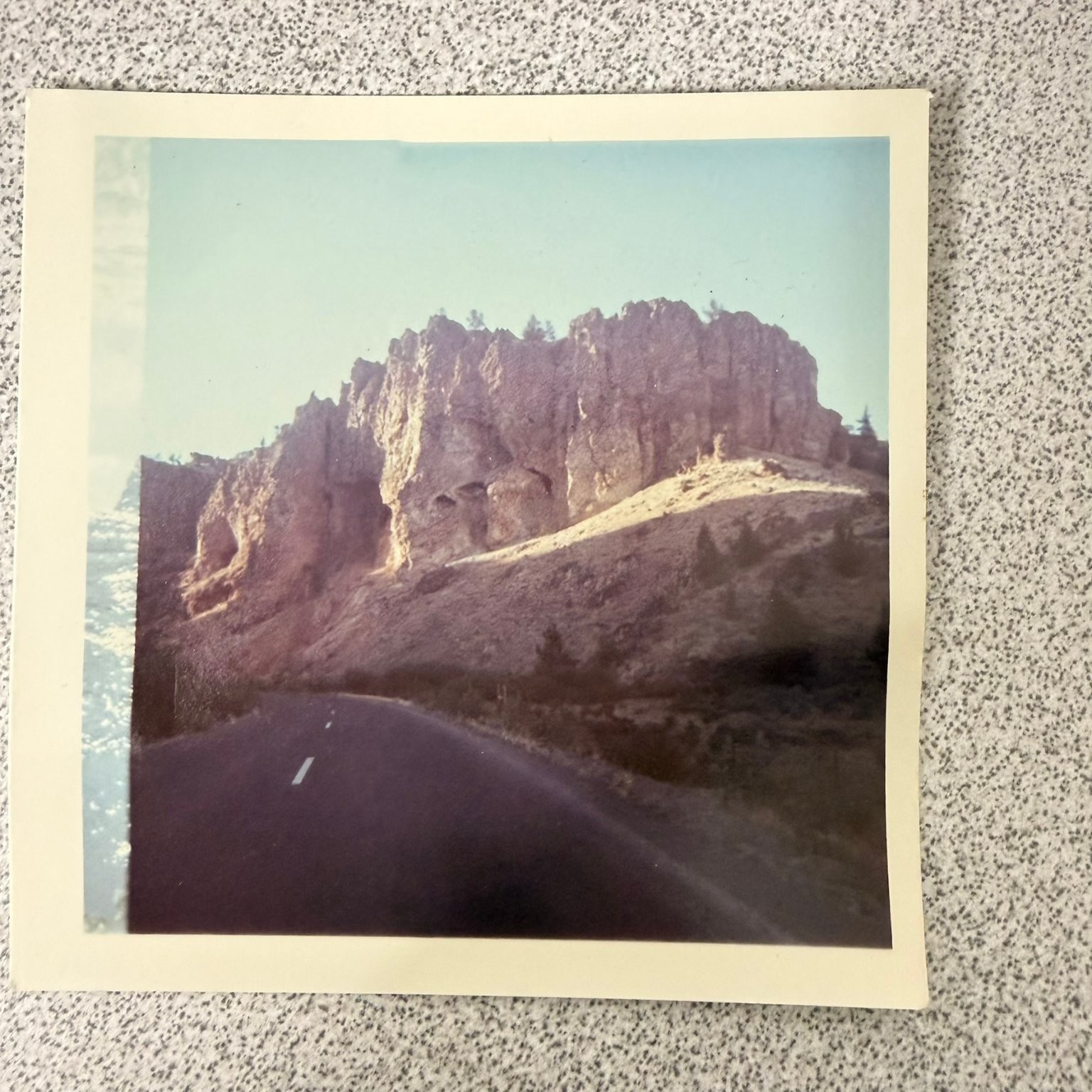 Road Trip Landscape Snapshot Photograph 1960s Scenic Rocky Butte Oregon