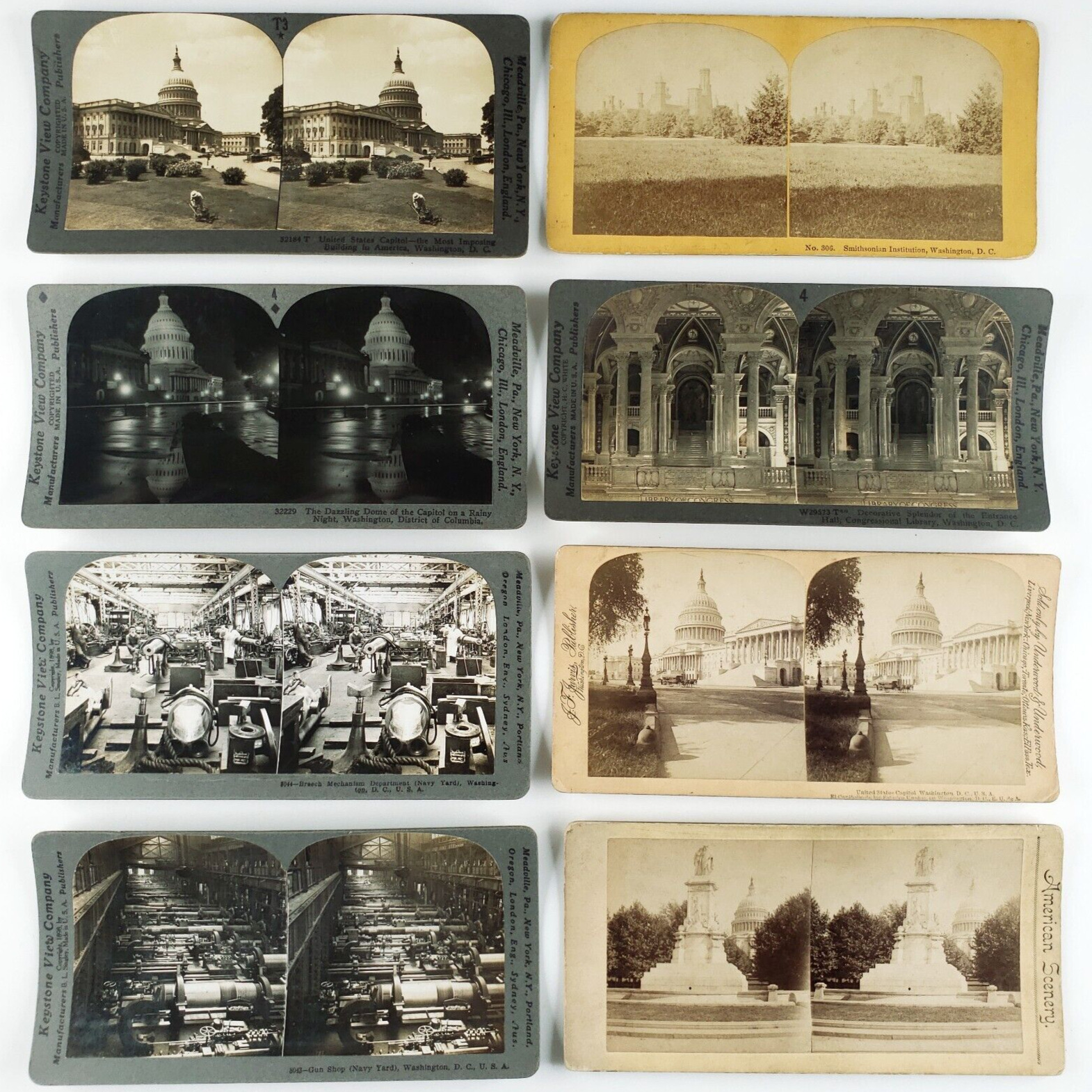 Washington DC Stereoview Lot of 8 Capitol Building Navy Yard Smithsonian D2022
