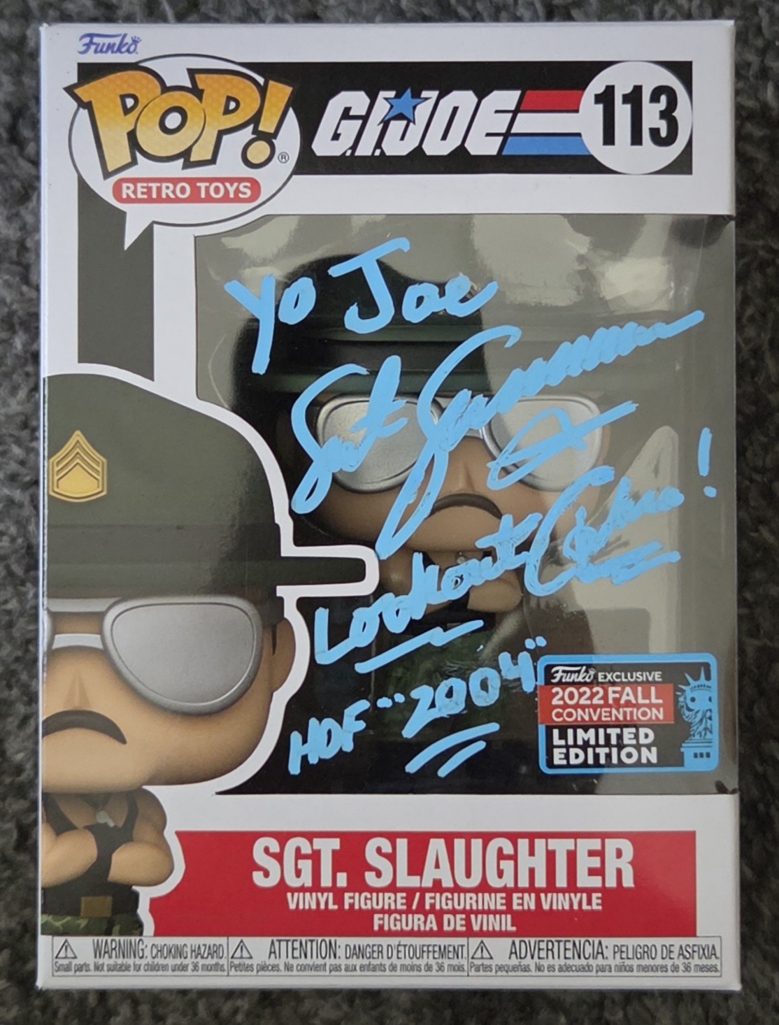 Funko Pop Sgt. Slaughter GIJOE Inside Protector & Signed At Show 