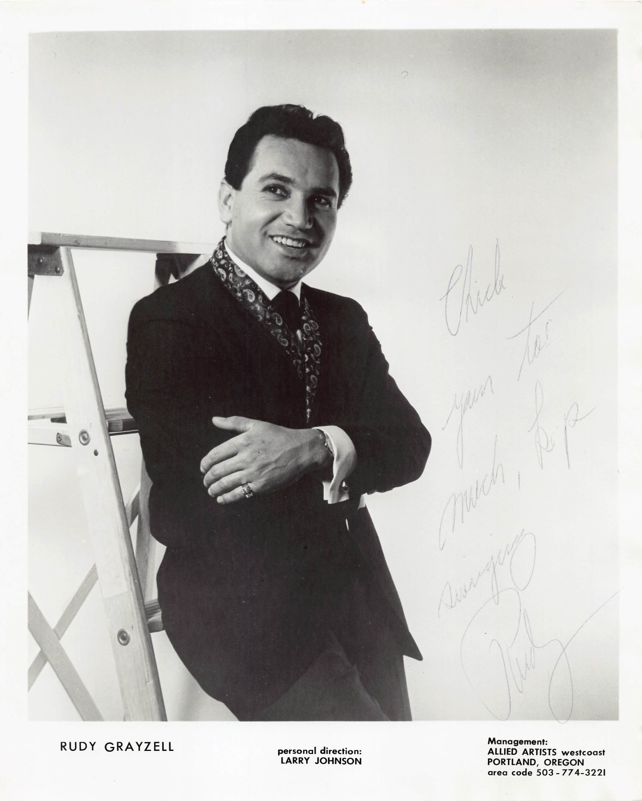 Rudy Grayzell Country Rockabilly Singer Portrait 8x10 Vintage Promotional Photo