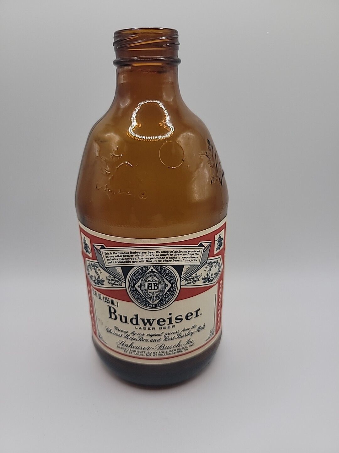 Budweiser Stubby 12 Ounce Empty Vintage Beer Bottle Great Label Shorty 