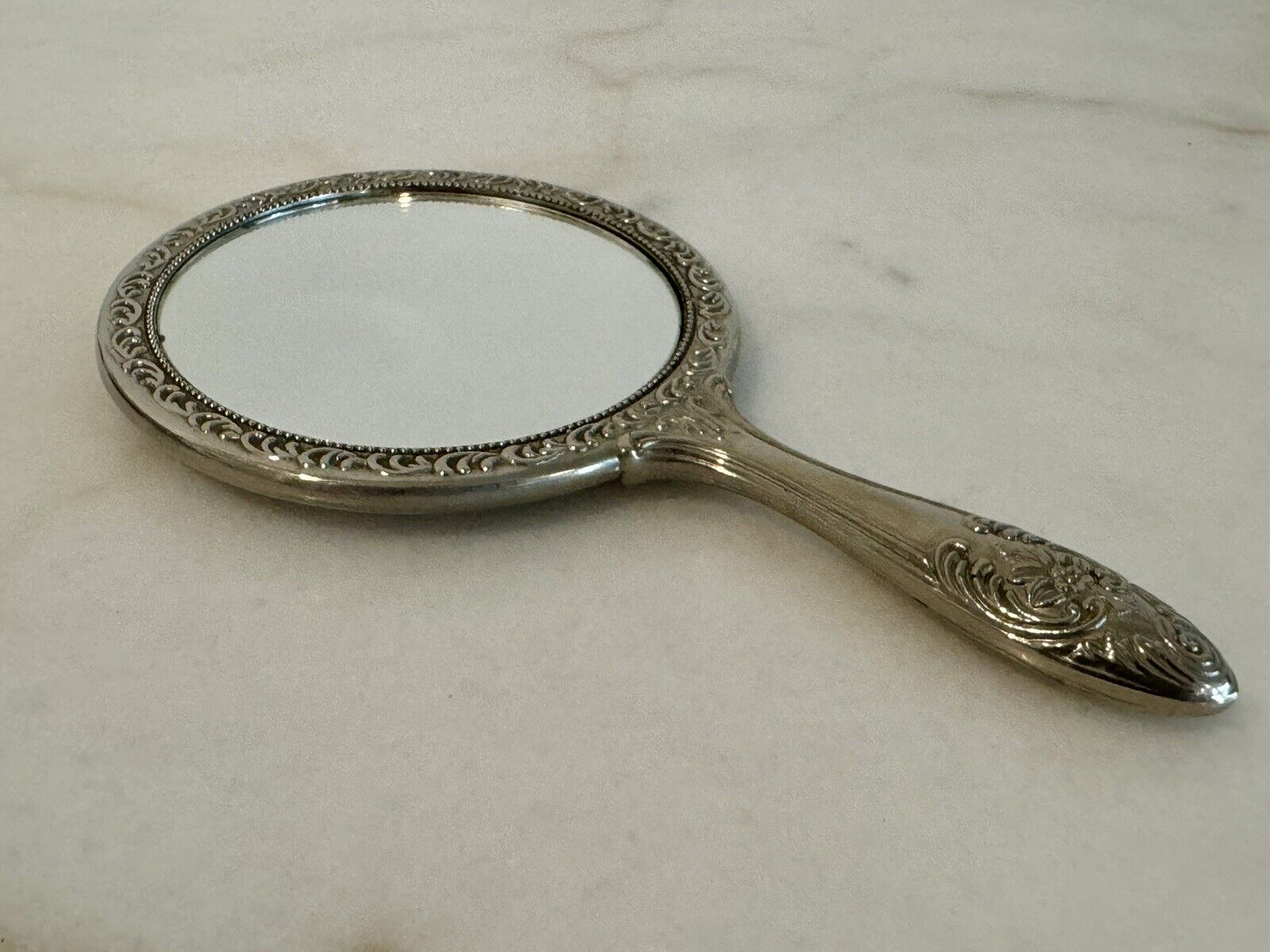 Antique Silver Hand Mirror. 