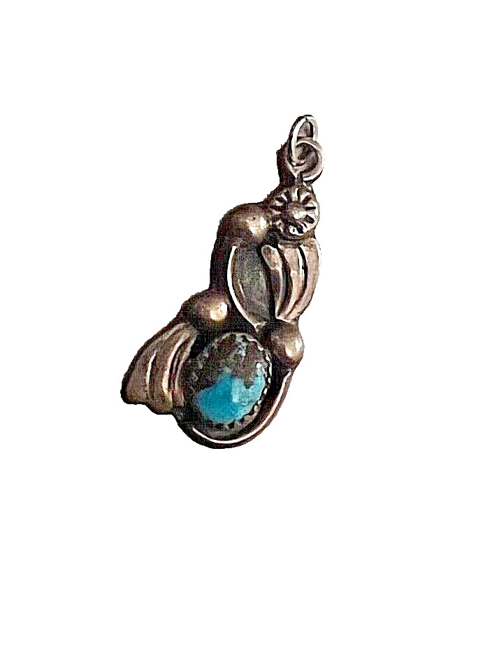 Vint Native American Kary Begay Navajo Art Sterling Silver Turquoise Pendant