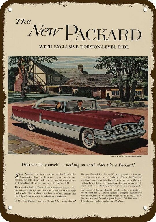 1955 PACKARD 400 V8 2-Door Car Vintage-Look-Edge DECORATIVE REPLICA METAL SIGN