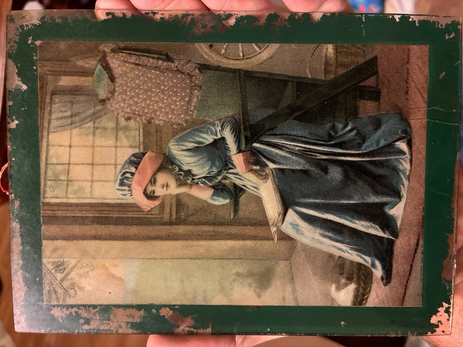 Antique 1901 McLoughlin Bros “May Flower Maiden Glass” Picture Christmas 1906