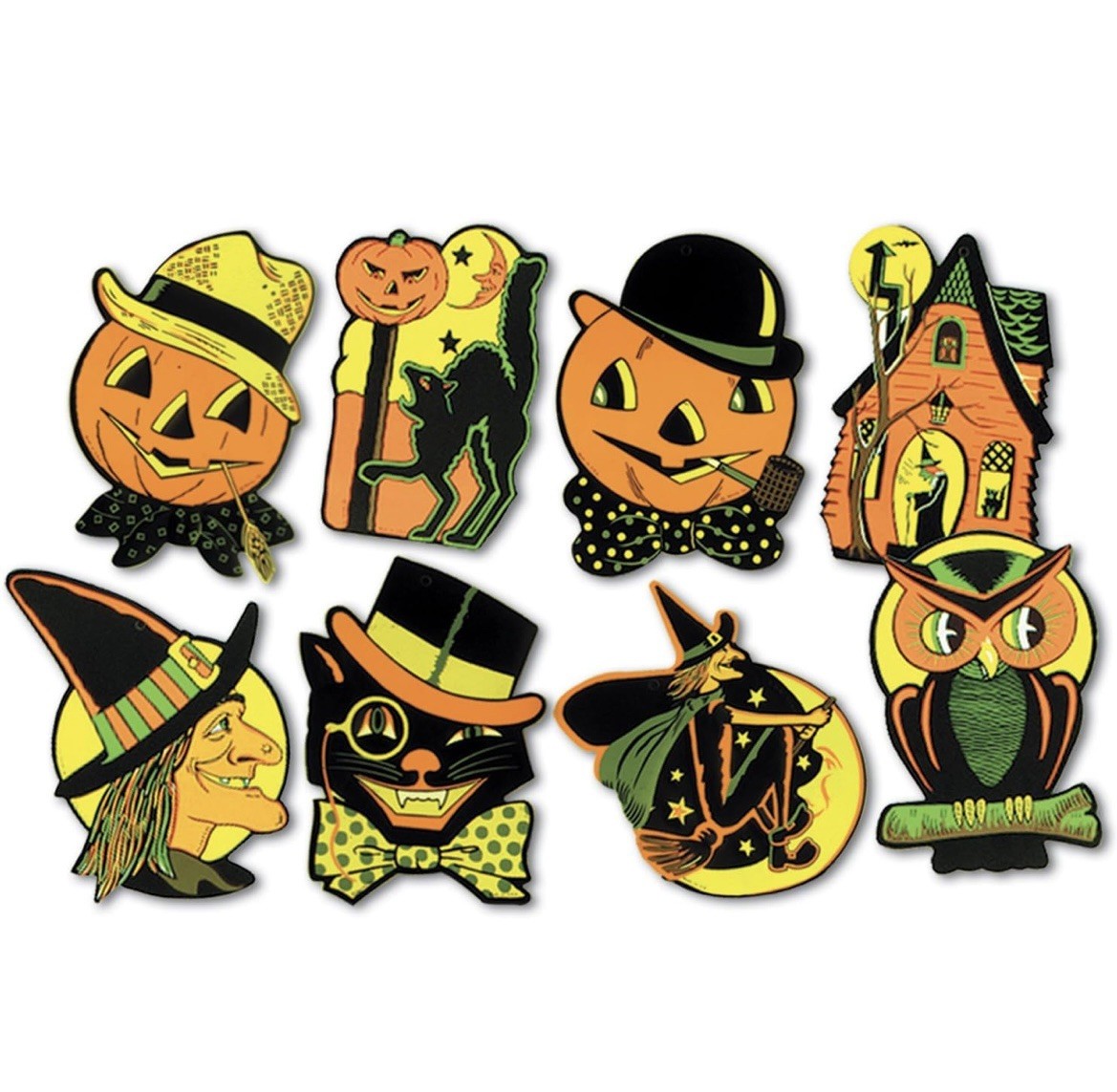 Pkgd Halloween Cutouts 8.5 inches x 9.25 inches - 2 Packs of 4 Cutouts