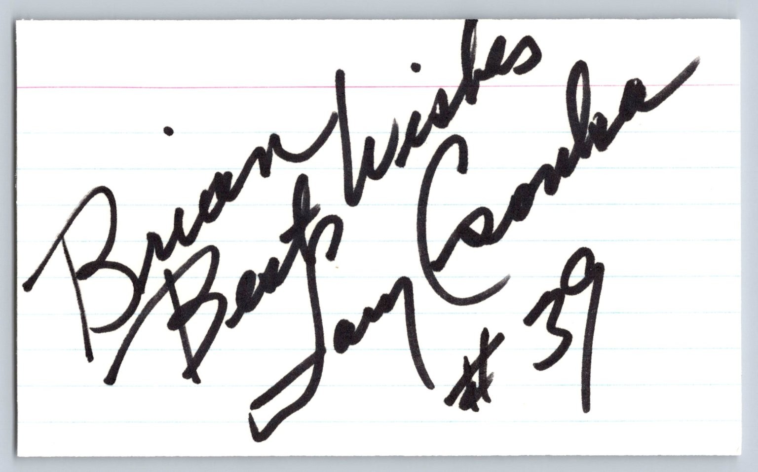 Larry Csonka Autograph Index Card HOF #39 Miami Dolphins