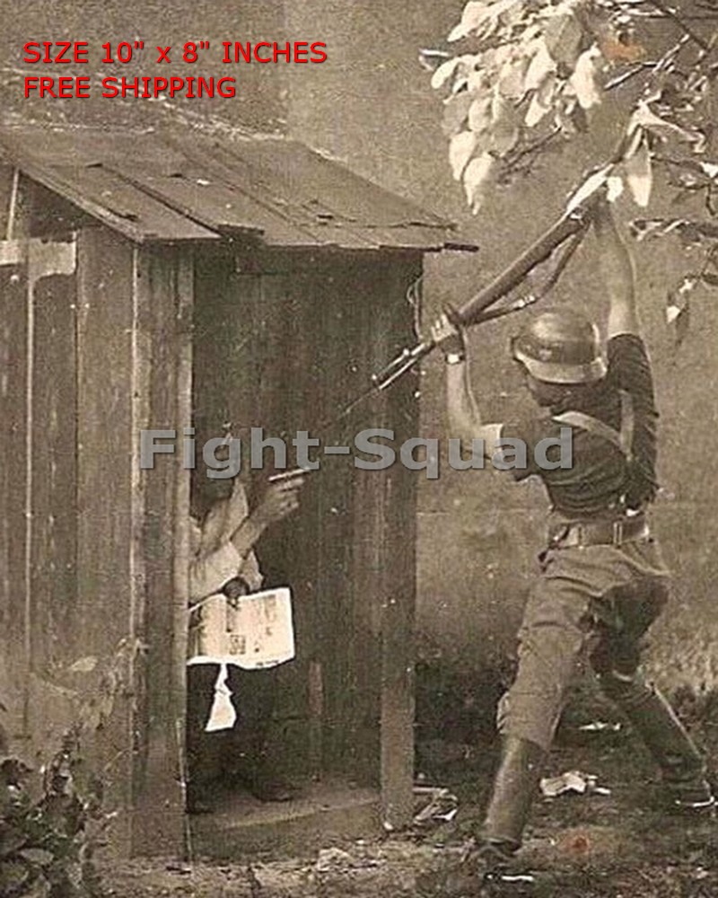 WW2 8x10 Photo German Rifleman and captain fighting over an outhouse O4060 WW2 8x10 Photo German Rifleman and captain fighting over an outhouse O4060